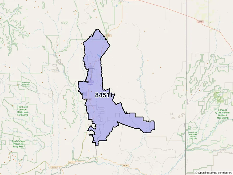 Map of ZIP Code 84511 — Blanding, UT