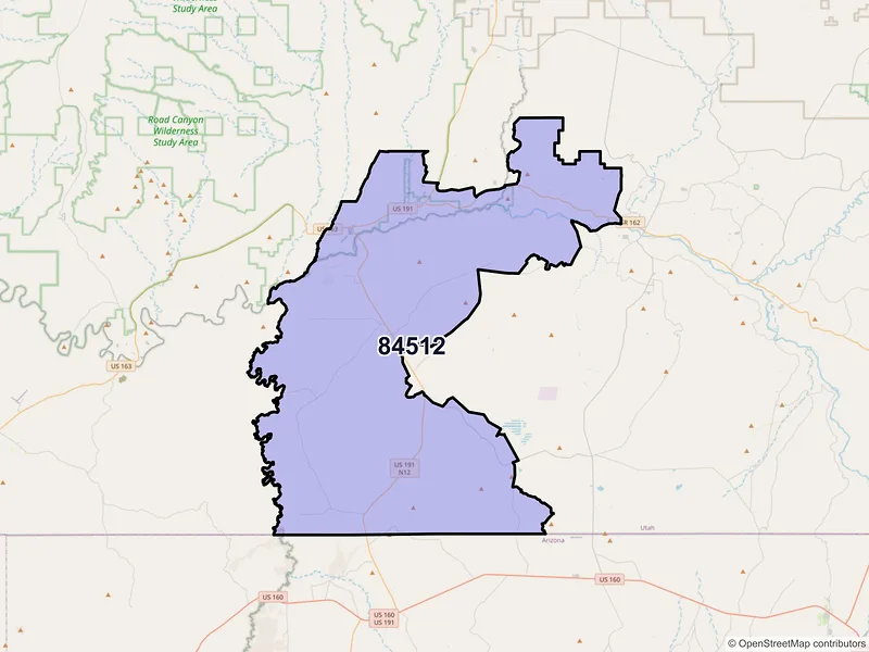 Map of Bluff, Utah and ZIP codes