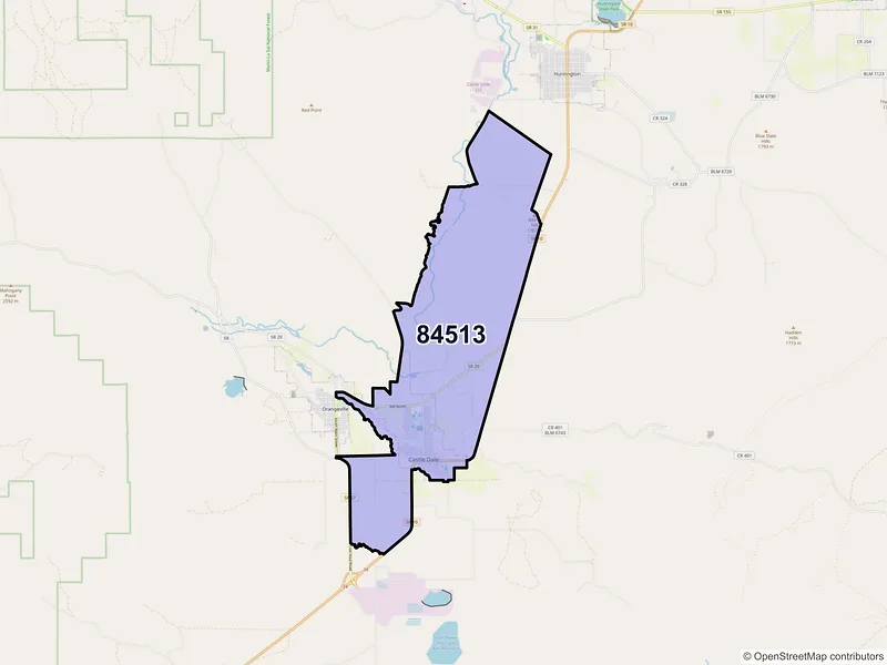 Map of Castle Dale, Utah and ZIP codes