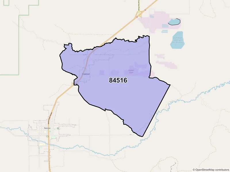 Map of Clawson, Utah and ZIP codes