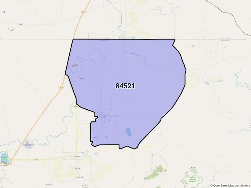 Map of ZIP Code 84521 — Elmo, UT