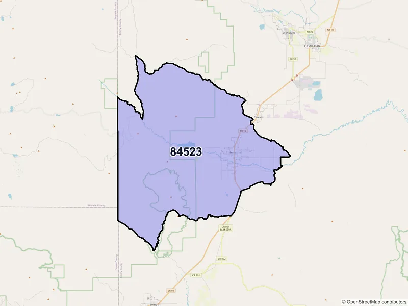 Map of Ferron, Utah and ZIP codes