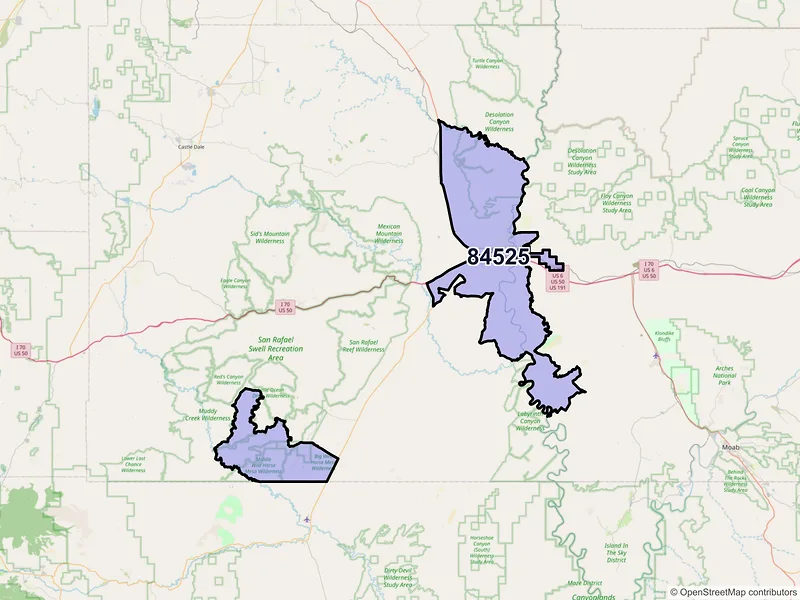 Map of ZIP Code 84525 — Green River, UT