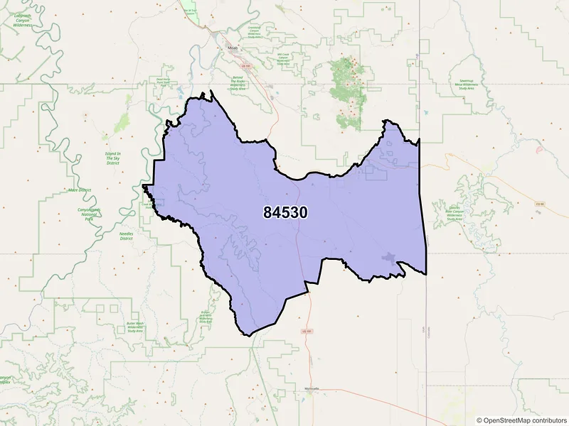 Map of La Sal, Utah and ZIP codes