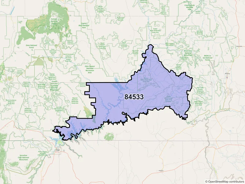 Map of ZIP Code 84533 — Lake Powell, UT