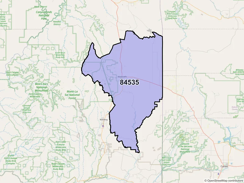 Map of ZIP Code 84535 — Monticello, UT