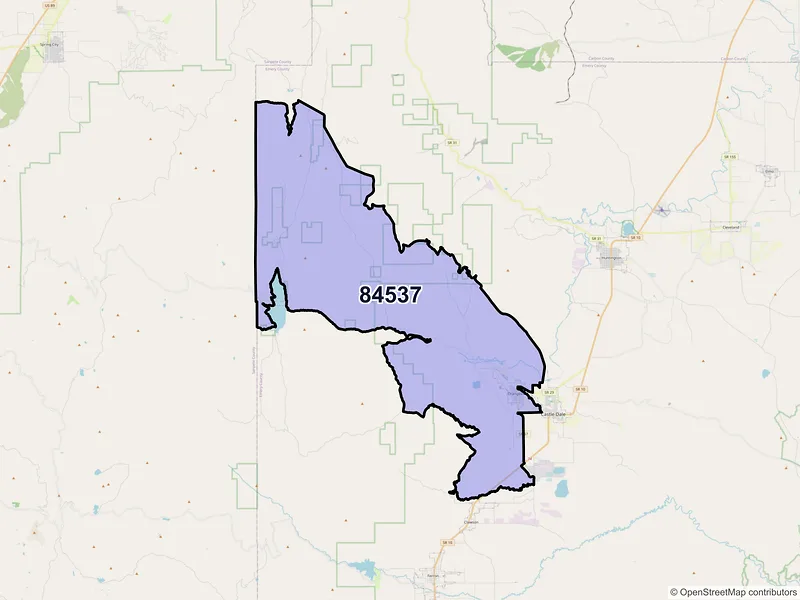 Map of Orangeville, Utah and ZIP codes