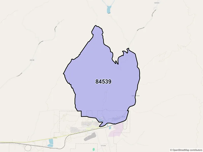 Map of Sunnyside, Utah and ZIP codes