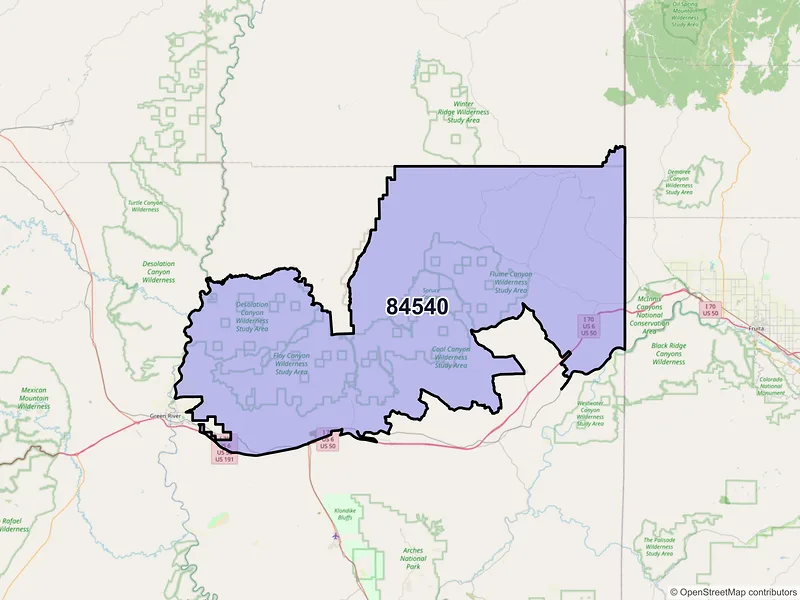 Map of Thompson, Utah and ZIP codes