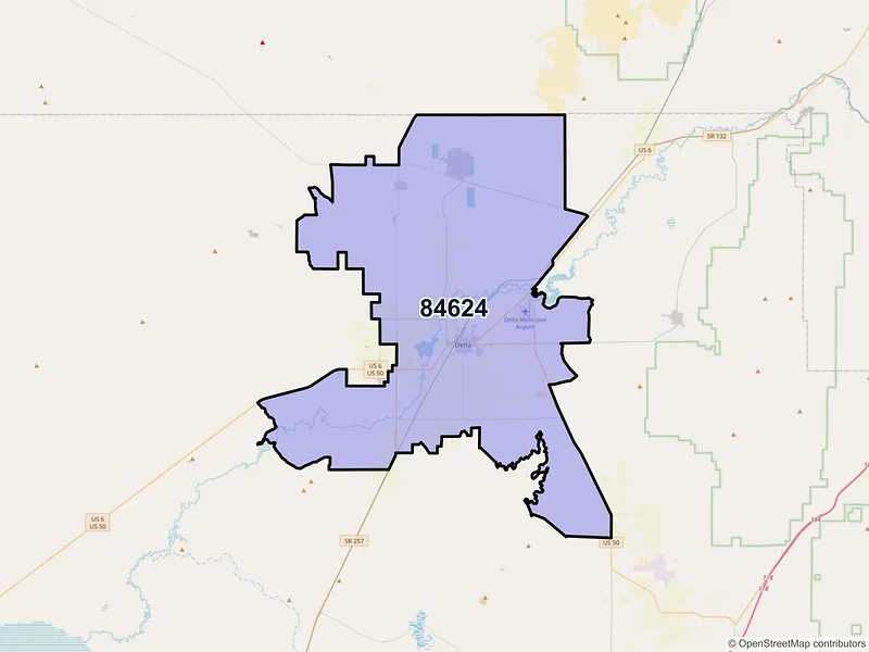 Map of ZIP Code 84624 — Delta, UT