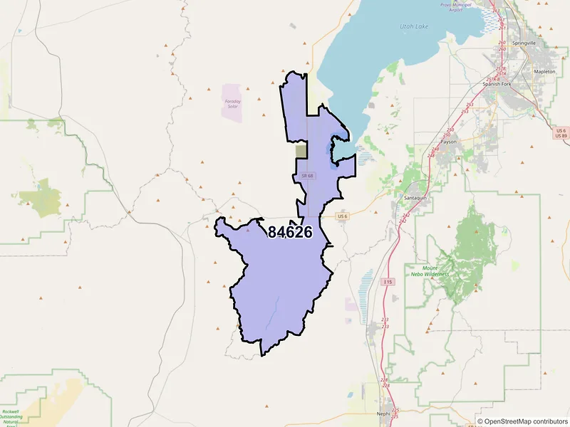 Map of Elberta, Utah and ZIP codes