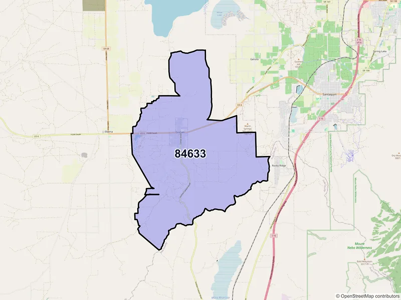 Map of Goshen, Utah and ZIP codes