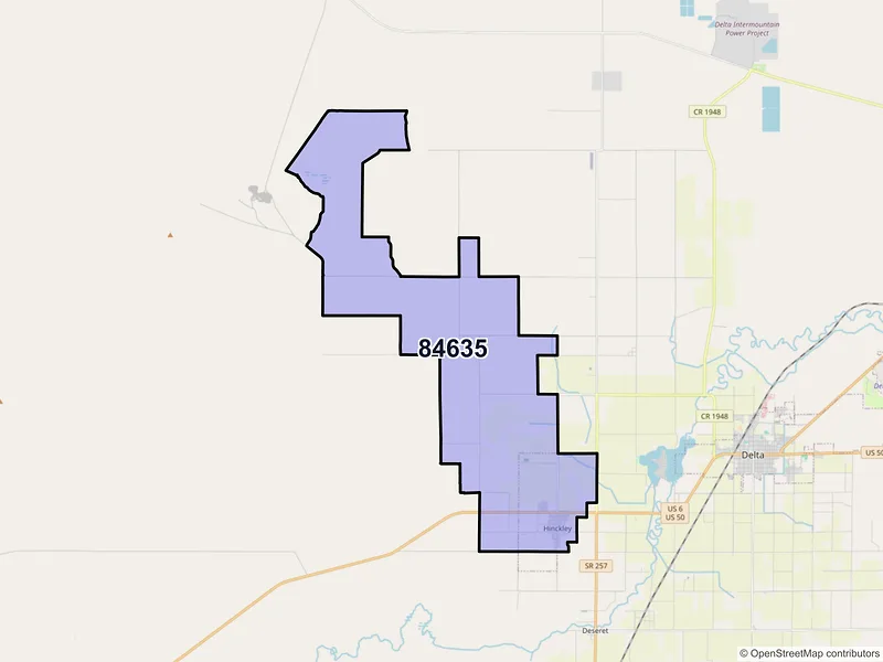 Map of ZIP Code 84635 — Hinckley, UT