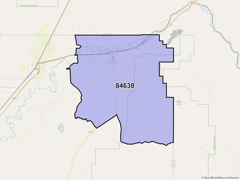 Map of Leamington, Utah and ZIP codes