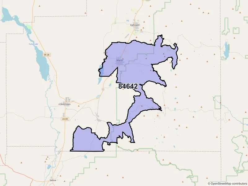 Map of ZIP Code 84642 — Manti, UT