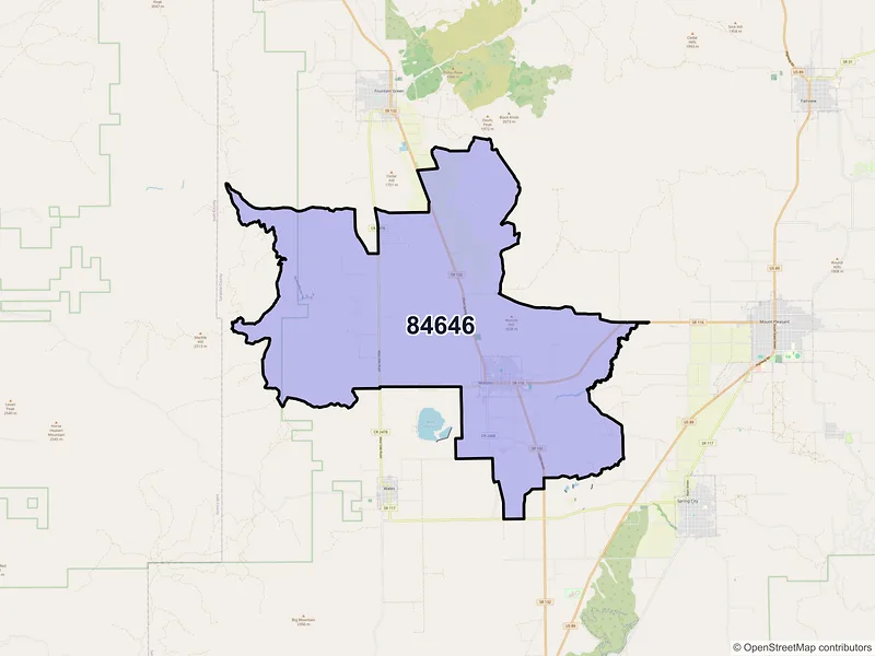 Map of Moroni, Utah and ZIP codes