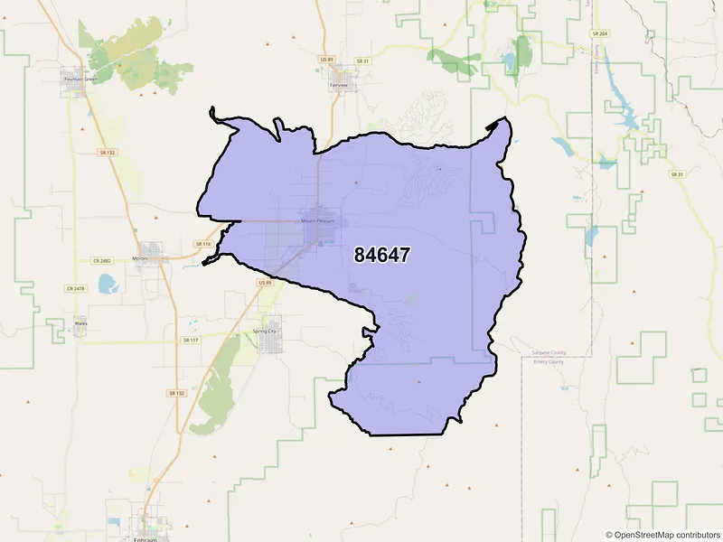 Map of ZIP Code 84647 — Mount Pleasant, UT
