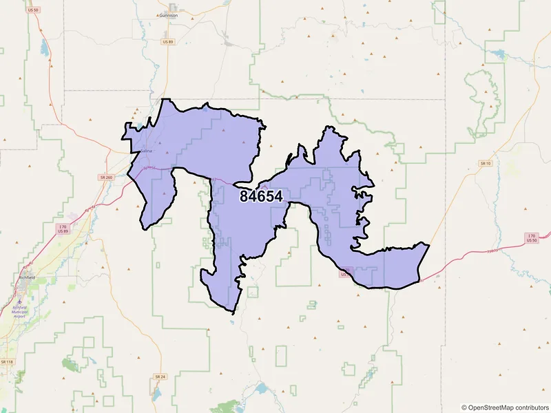 Map of ZIP Code 84654 — Salina, UT