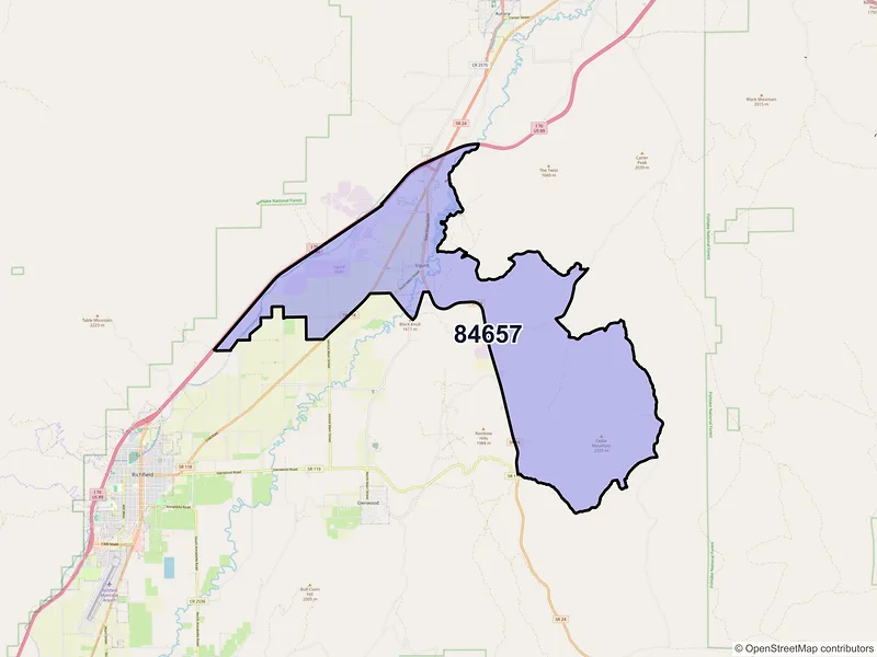Map of Sigurd, Utah and ZIP codes