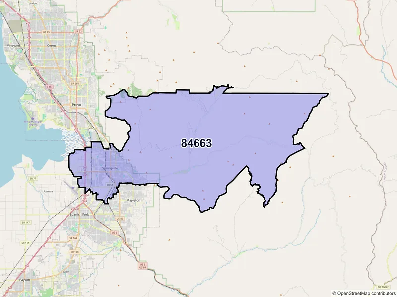 Map of ZIP Code 84663 — Springville, UT