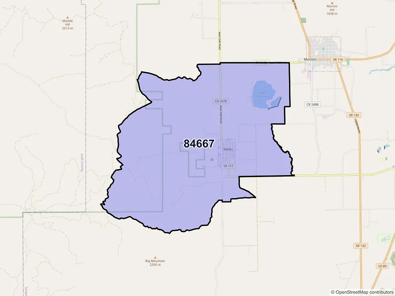Map of ZIP Code 84667 — Wales, UT