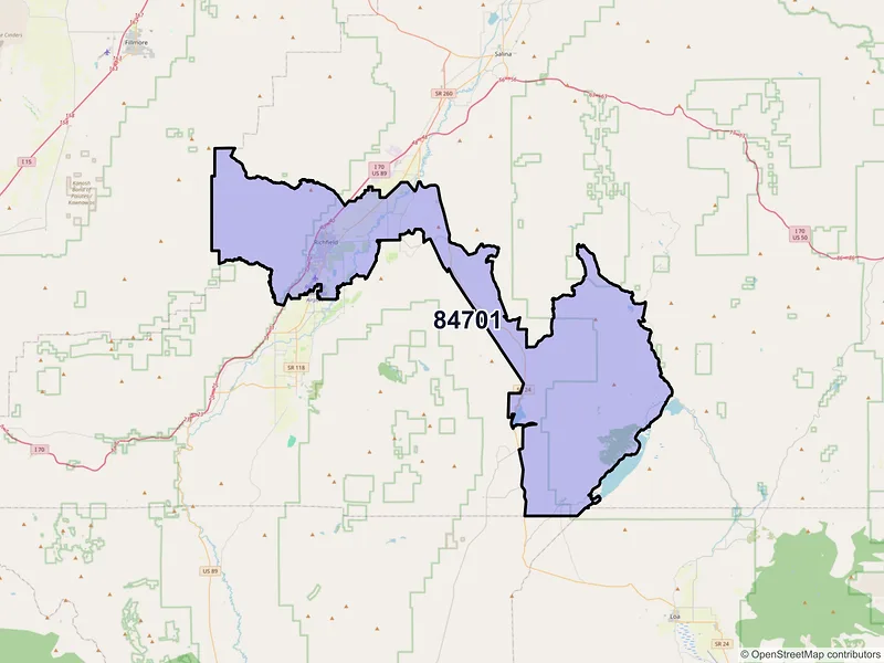 Map of ZIP Code 84701 — Richfield, UT