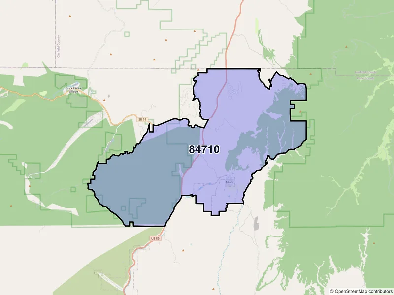 Map of Alton, Utah and ZIP codes