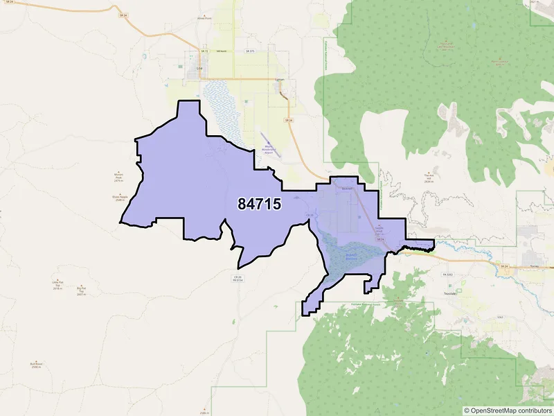 Map of Bicknell, Utah and ZIP codes