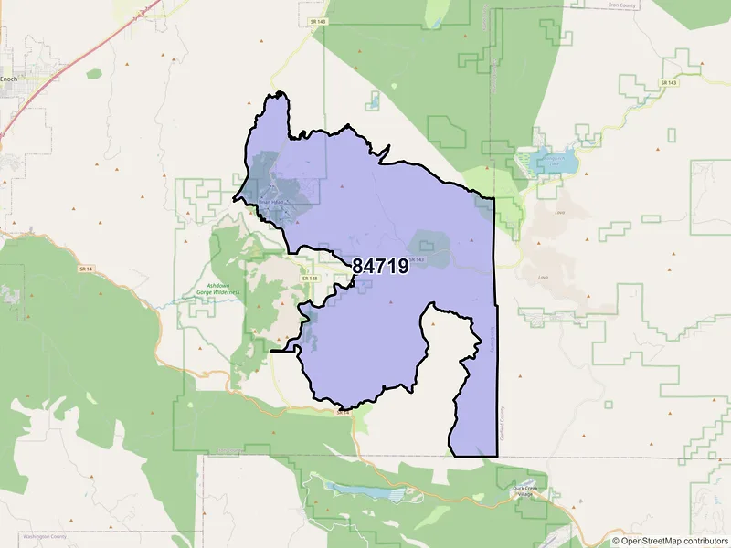 Map of Brian Head, Utah and ZIP codes