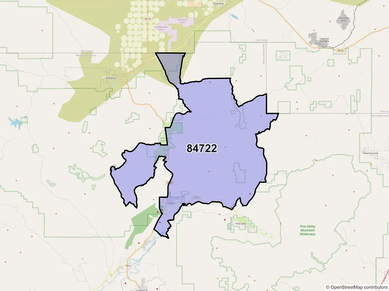 Map of ZIP Code 84722 — Central, UT