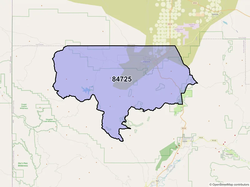 Map of Enterprise, Utah and ZIP codes