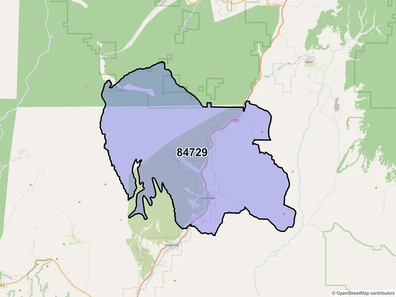 Map of Glendale, Utah and ZIP codes