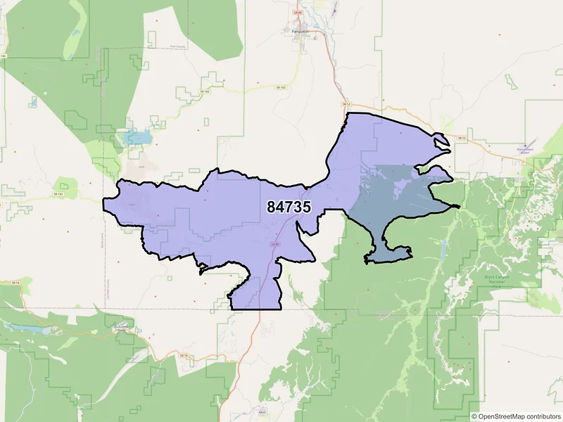 Map of Hatch, Utah and ZIP codes