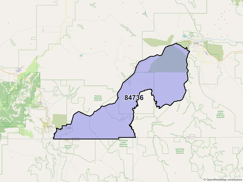Map of Henrieville, Utah and ZIP codes