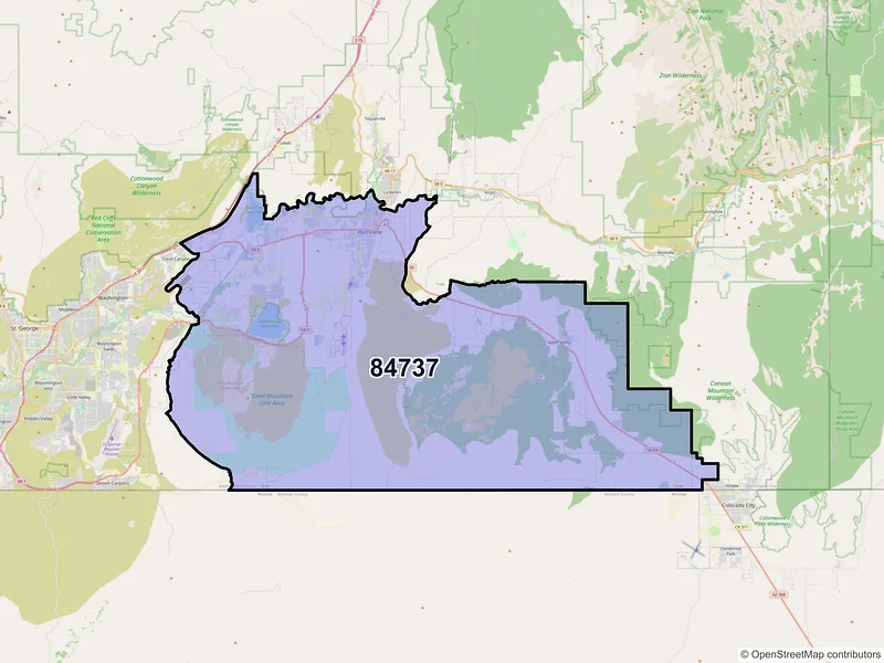 Map of ZIP Code 84737 — Hurricane, UT
