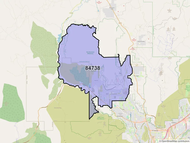 Map of ZIP Code 84738 — Ivins, UT
