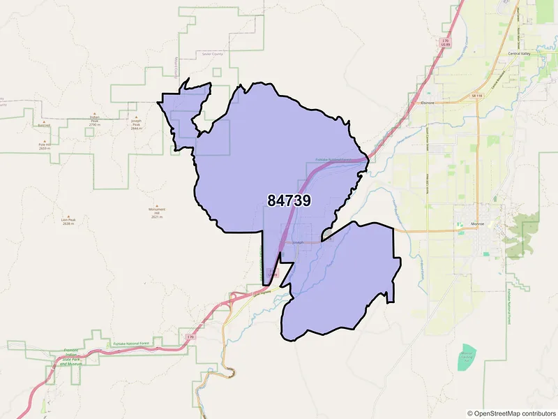 Map of ZIP Code 84739 — Joseph, UT