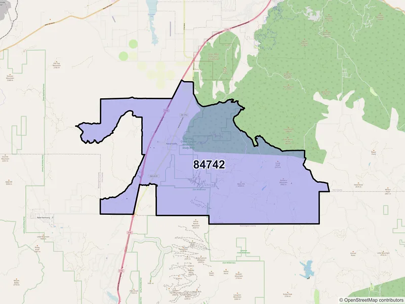 Map of ZIP Code 84742 — Kanarraville, UT