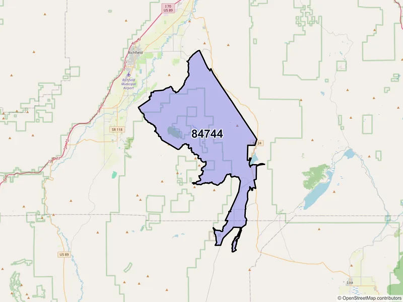 Map of ZIP Code 84744 — Koosharem, UT