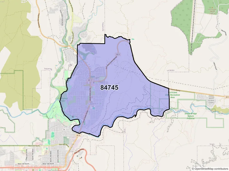 Map of ZIP Code 84745 — La Verkin, UT