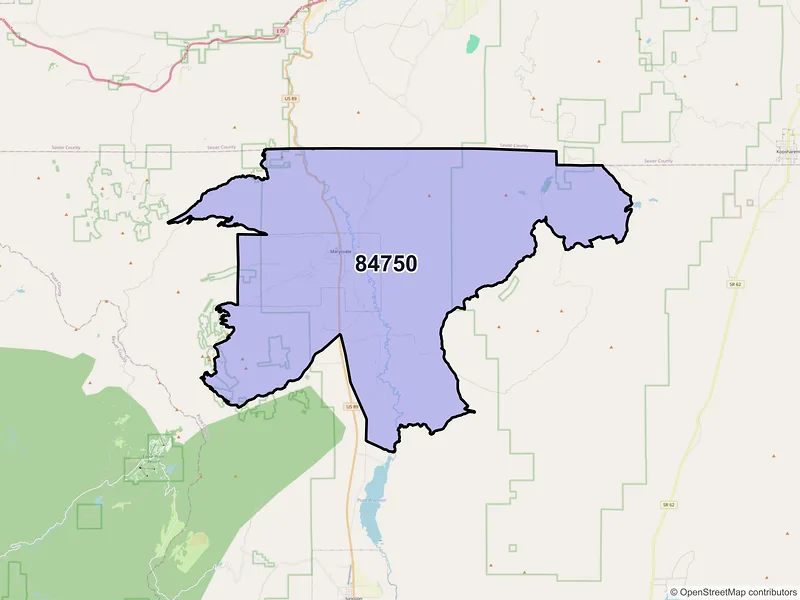 Map of Marysvale, Utah and ZIP codes