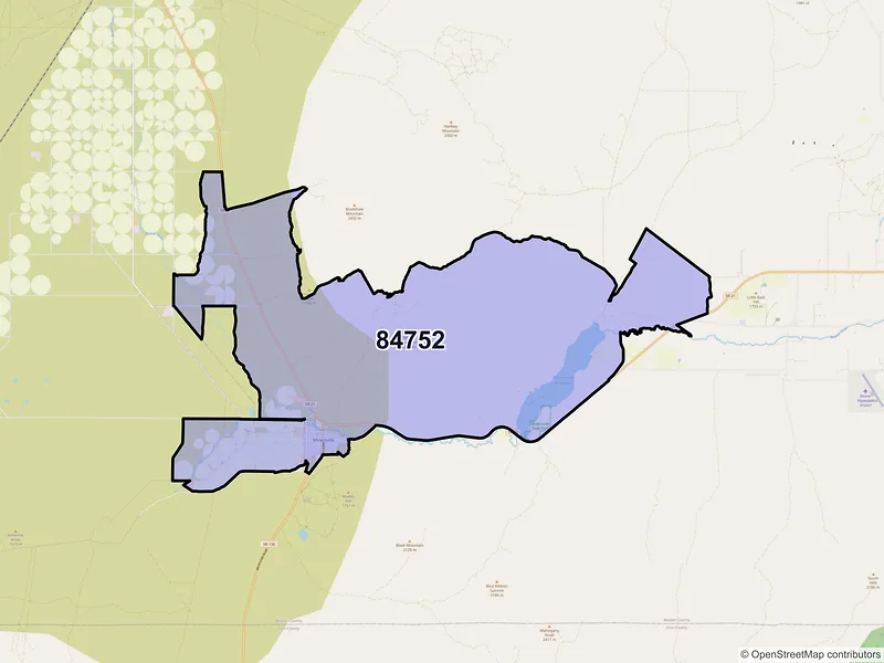 Map of Minersville, Utah and ZIP codes