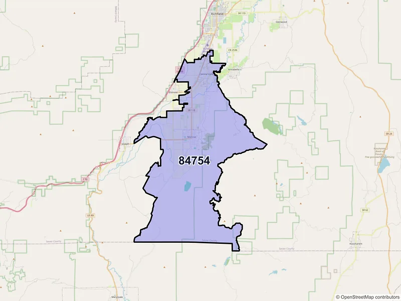 Map of ZIP Code 84754 — Monroe, UT