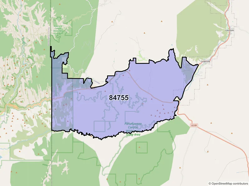 Map of Mount Carmel, Utah and ZIP codes