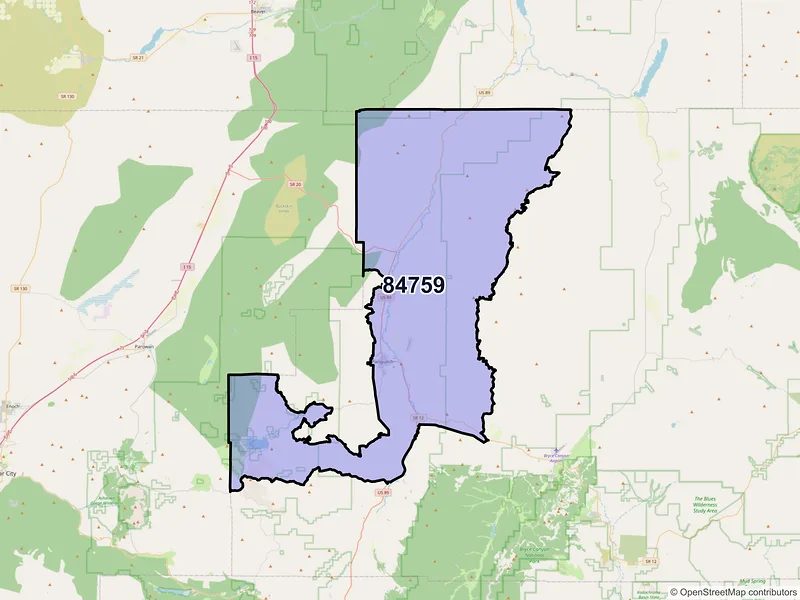 Map of ZIP Code 84759 — Panguitch, UT