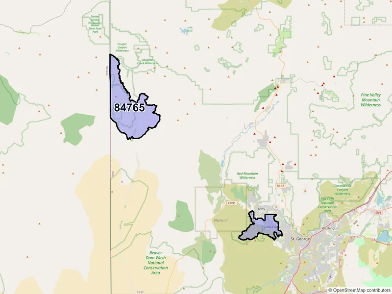 Map of ZIP Code 84765 — Santa Clara, UT