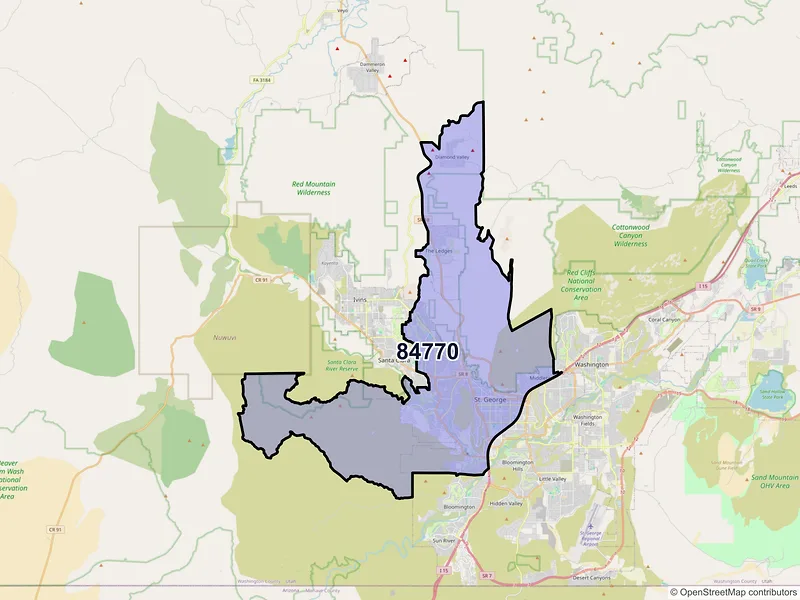 Map of ZIP Code 84770 — Saint George, UT