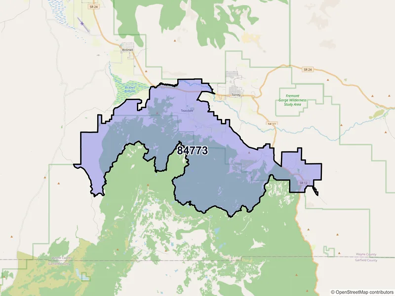 Map of ZIP Code 84773 — Teasdale, UT