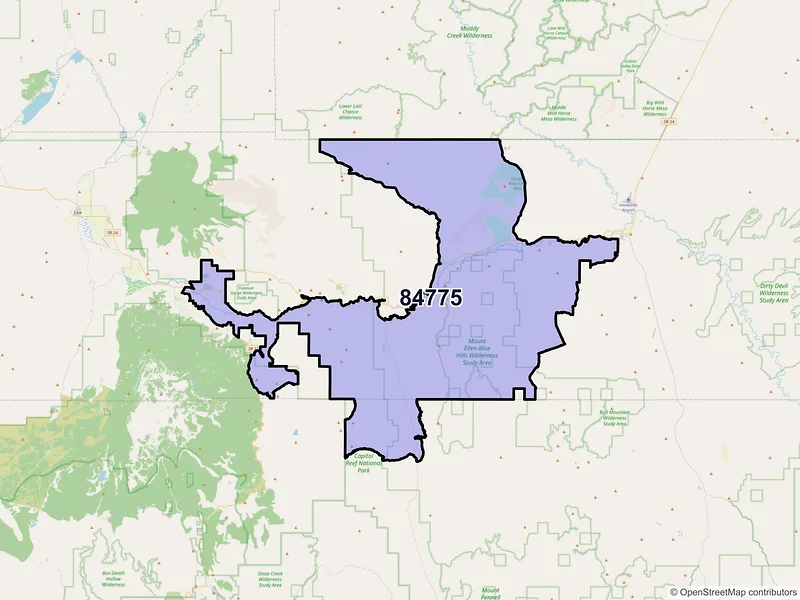 Map of Torrey, Utah and ZIP codes
