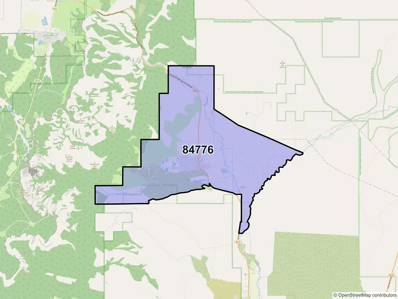 Map of Tropic, Utah and ZIP codes